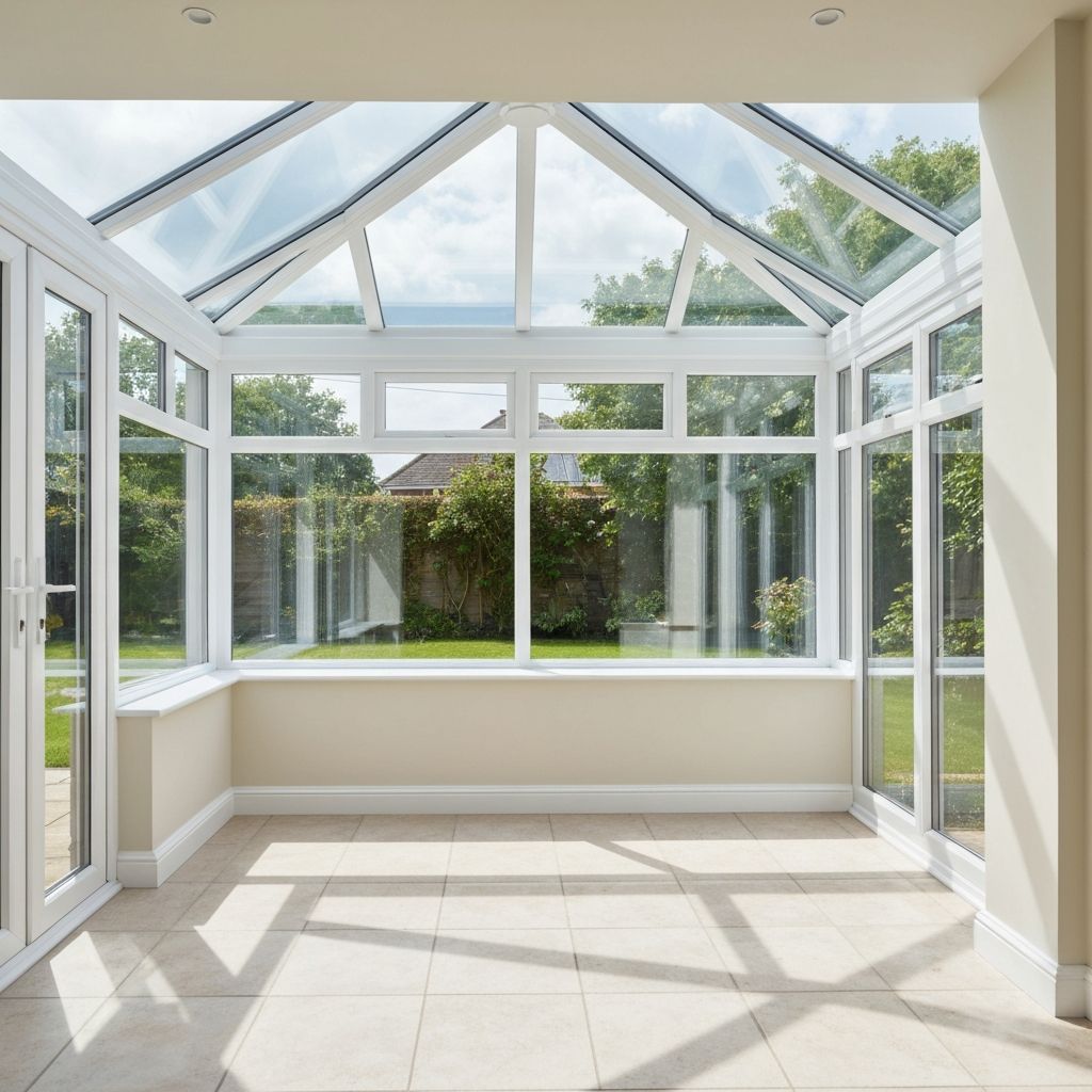 Bright lean-to conservatory interior